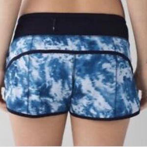 Blue tie dye lululemon speed shorts